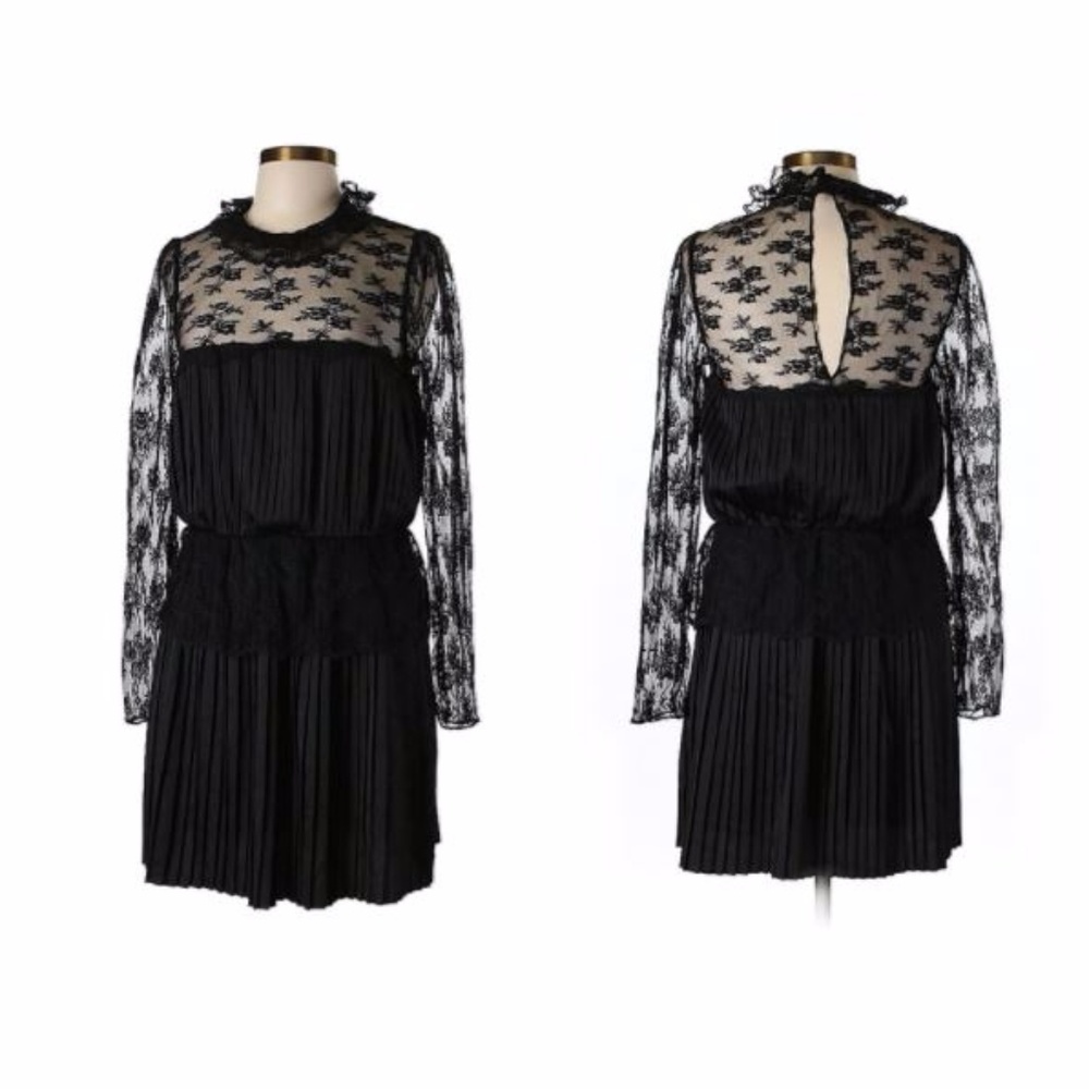 * Free People Lace Pleated Dress (Black), NWOT